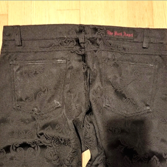 The Dark Angel Vampire Goth Damask Jacquard Straight Leg Trousers - Picture 4 of 8